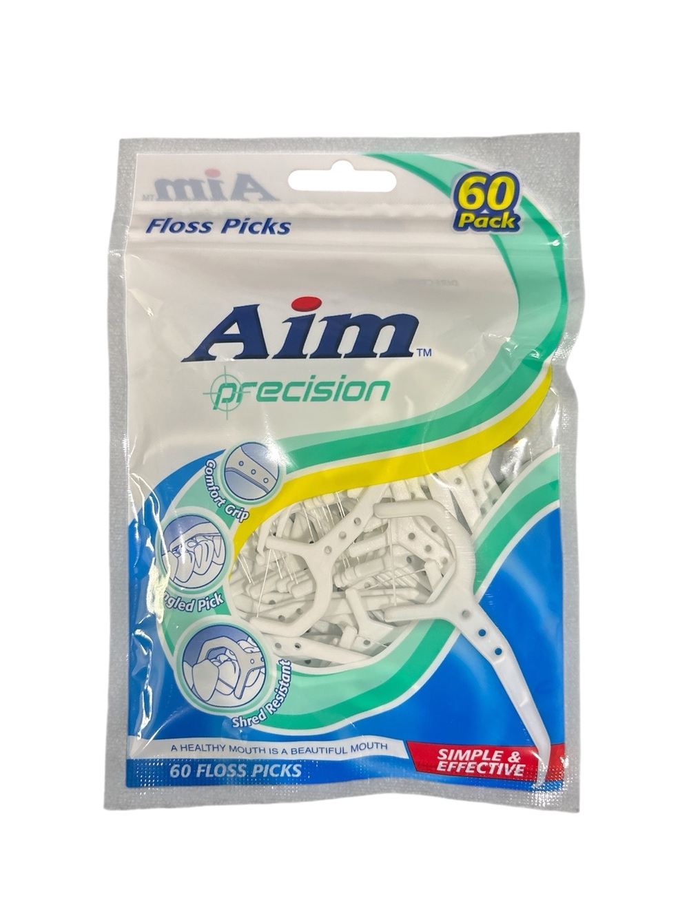 Aim Precision Floss Picks - White (60 Pack)